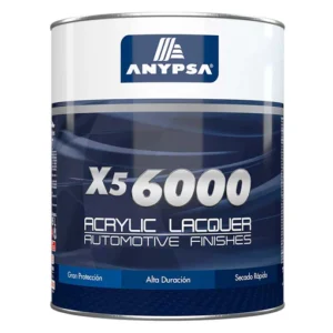 Envase de Pintura Acrílica Automotriz Anypsa para repintado de carros. Vista frontal sobre fondo blanco.