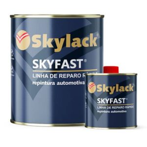 Envase de Barniz Rápido Bicapa Skylack de secado al aire para retoques automotrices. Fondo blanco.
